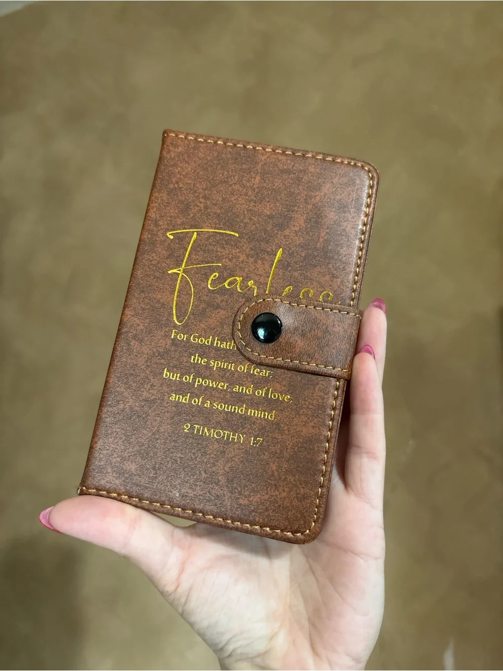 Bible Verse “Fearless” Journal Brown Faux Leather Brand New
